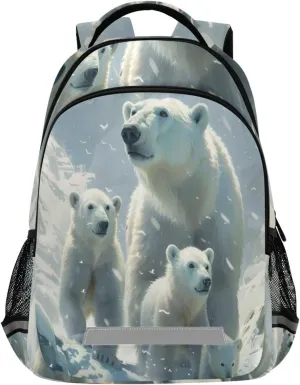 Polar Bear Backpack 3rd 4th 5th Grade School Bookbag Travel Laptop Daypack Bag for Boys Girls