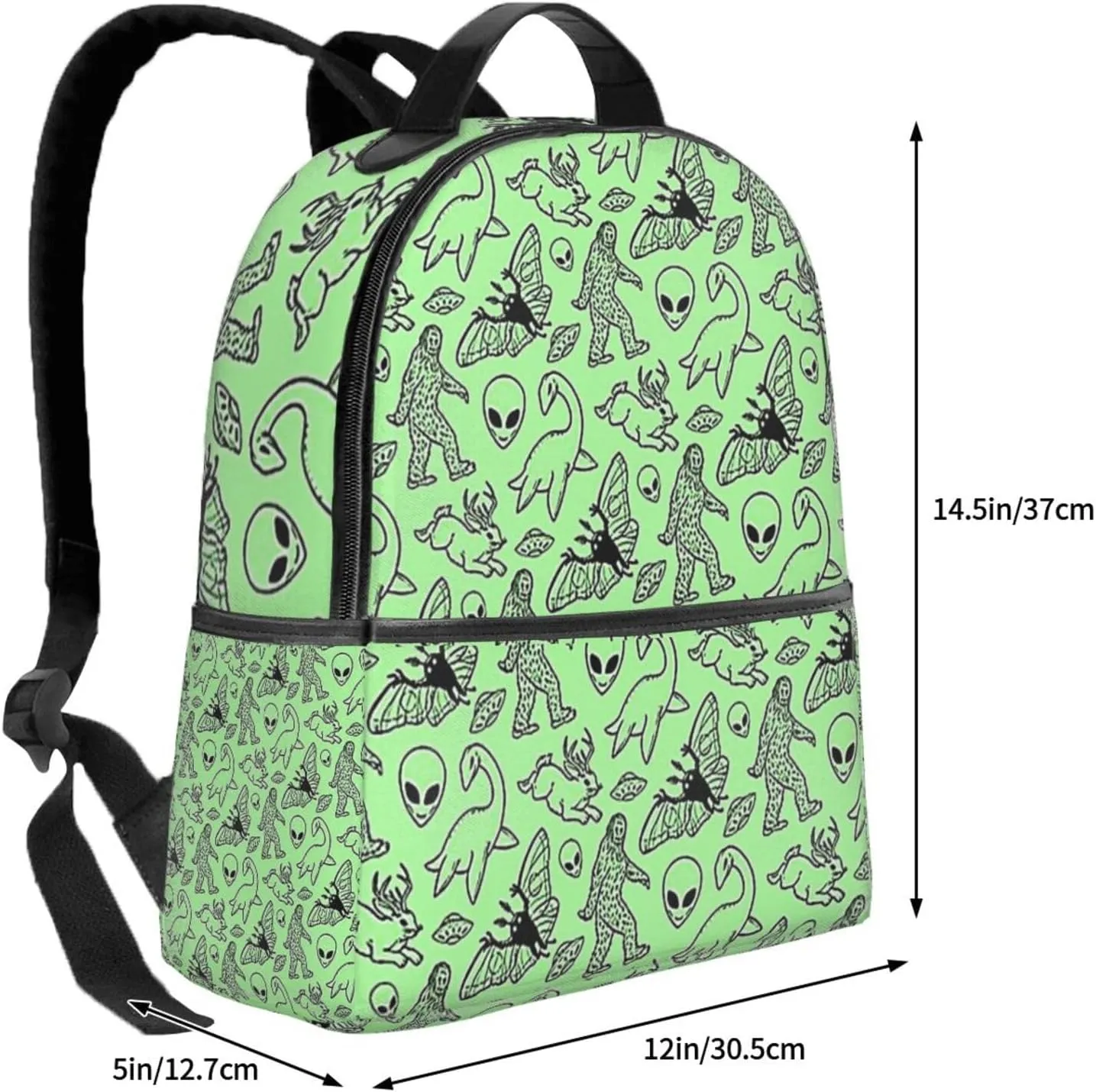 Polyester Rucksacks for Aliens Savage Dinosaurs Green Travel Hiking Backpack - Big Capacity Anti-Theft Multipurpose Carry On Bag for Wonen Men