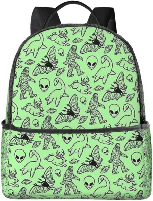 Polyester Rucksacks for Aliens Savage Dinosaurs Green Travel Hiking Backpack - Big Capacity Anti-Theft Multipurpose Carry On Bag for Wonen Men