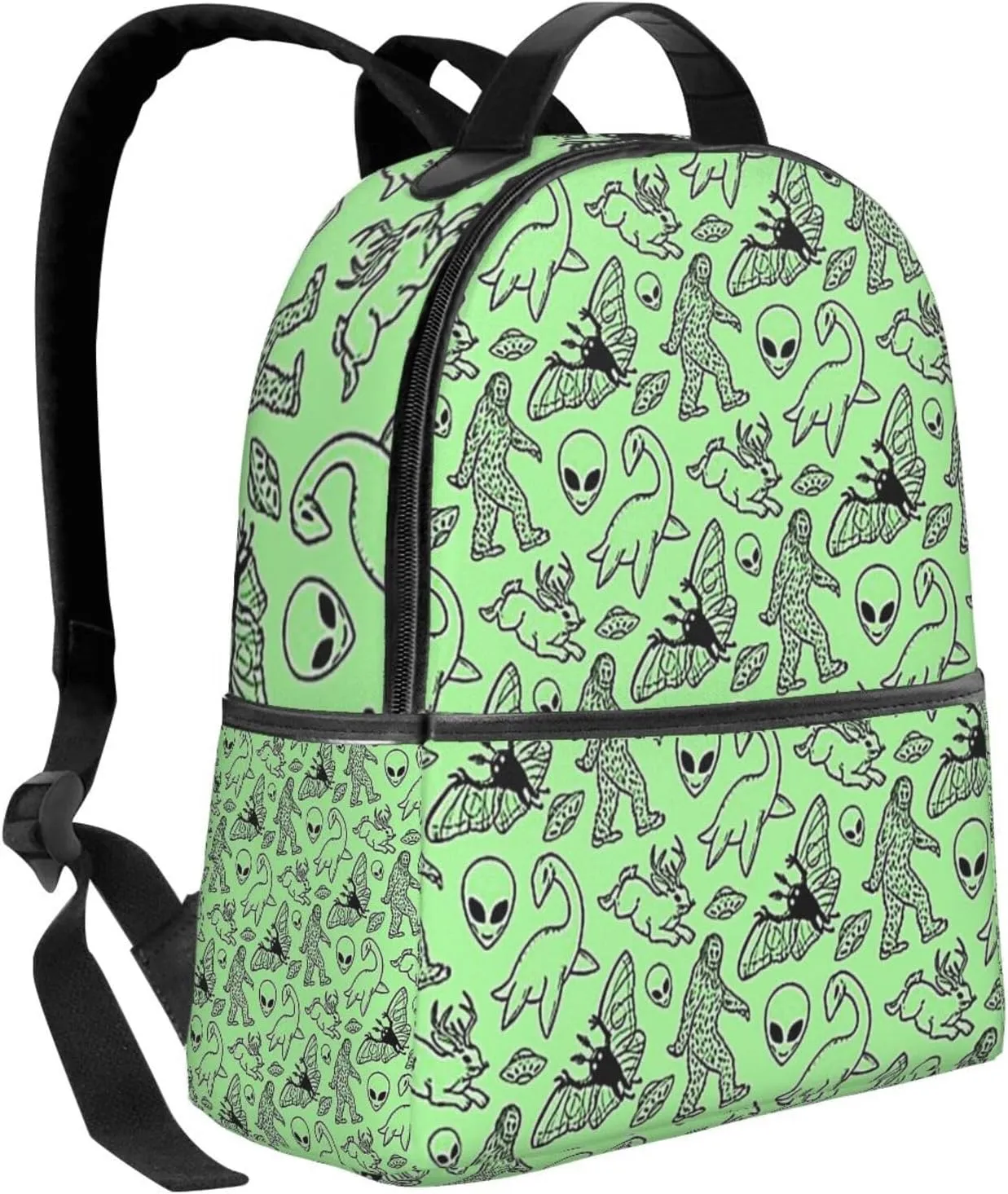 Polyester Rucksacks for Aliens Savage Dinosaurs Green Travel Hiking Backpack - Big Capacity Anti-Theft Multipurpose Carry On Bag for Wonen Men