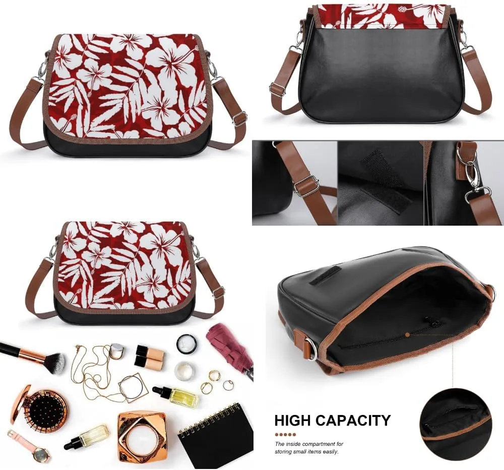 Polynesian Custom Women'S Crossbody Bag, Fiji Samoa, Hawaiian Tribal Pattern Design, Retro Art Leather Women'S Bag