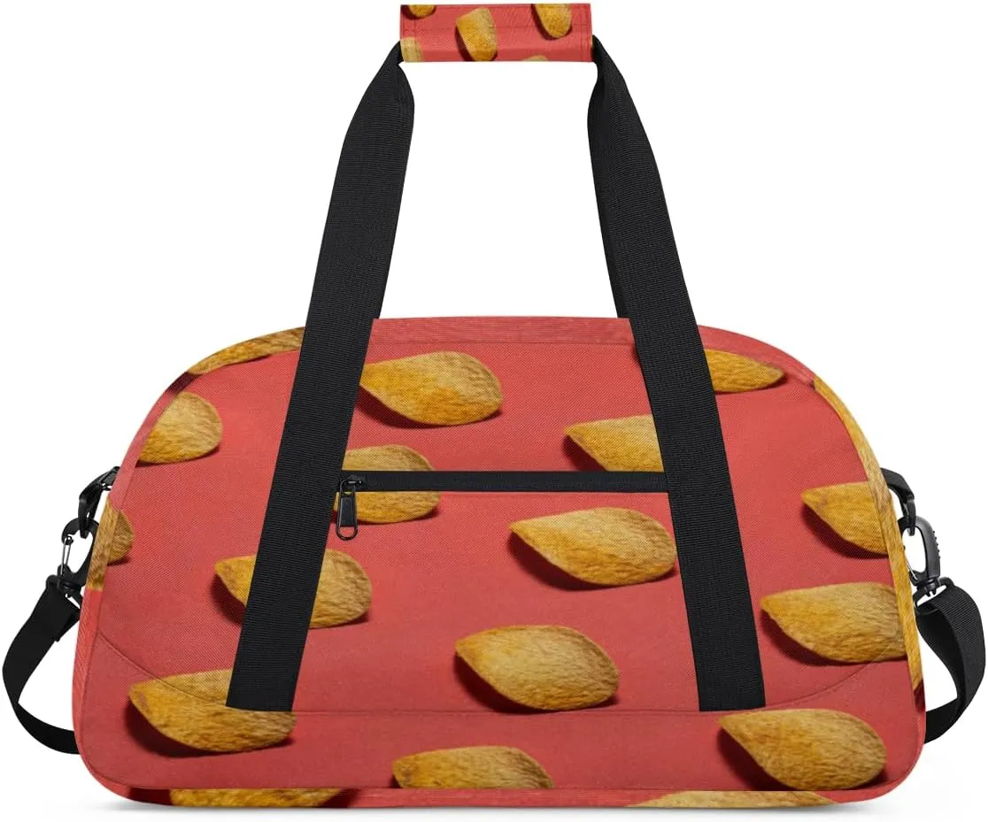 Potato Chips Kids Overnighted Duffel Bag Carry-On Size & Ideal for School Practice or Weekender Travel with Zip and Shoulder Stra for Boys & Girls