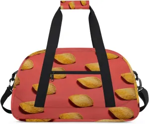 Potato Chips Kids Overnighted Duffel Bag Carry-On Size & Ideal for School Practice or Weekender Travel with Zip and Shoulder Stra for Boys & Girls