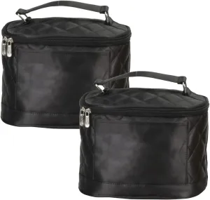 Preferred Nation Savvy Quilted Shiny Satin Cosmetic Case Makeup Bag for Women, Travel (2 Pack)