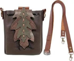 PROCOS Medieval Drawstring Faux Leather Shoulder Bag & Belt Pouch Renaissance Vintage Waist Pack Christmas Fairy ELF Cosplay (Coffee02)