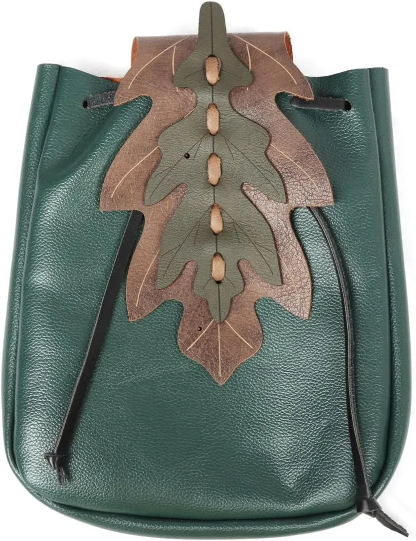 PROCOS Renaissance Belt Pouch Coins Purse Drawstring PU Leather Medieval Waist Bag for LARP Ren Faire