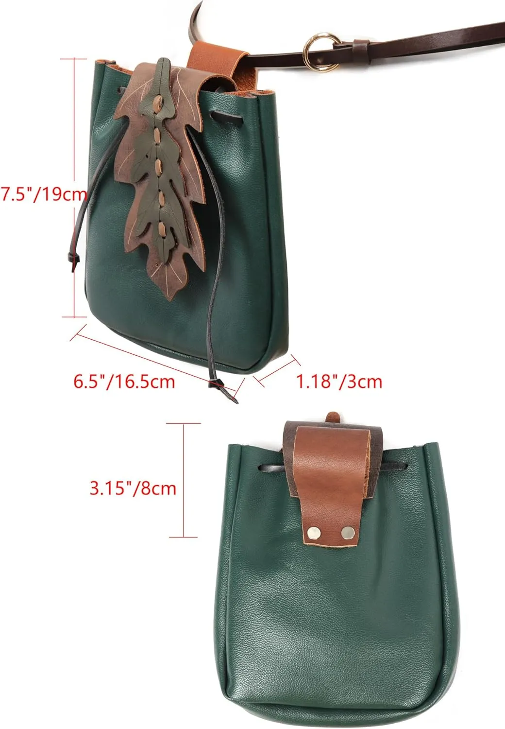 PROCOS Renaissance Belt Pouch Coins Purse Drawstring PU Leather Medieval Waist Bag for LARP Ren Faire