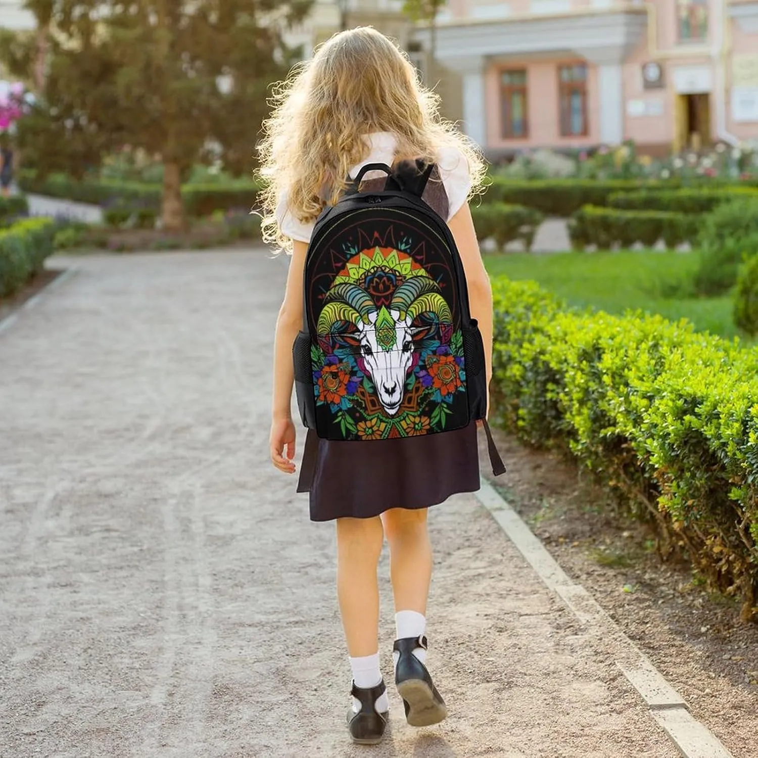 Psychedelic Goat Skull Art Rucksacks Lightweight Multipurpose Anti-Theft Shoulder Bag Big Capacity Laptop Book Bag Rucksack With Padded Straps