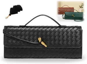 PU Leather Handmade Clutch Purse,Fashion Crossbody Clutch Purse,Fashion Evening Shoulder Bag,Woven Crossbody Bags for Women