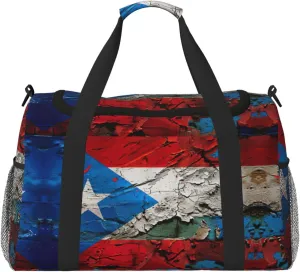 puerto rico wallpaper flag print Weekender Overnight Carry On Bag Gym Luggage Bag Duffel Bag for Travel Women