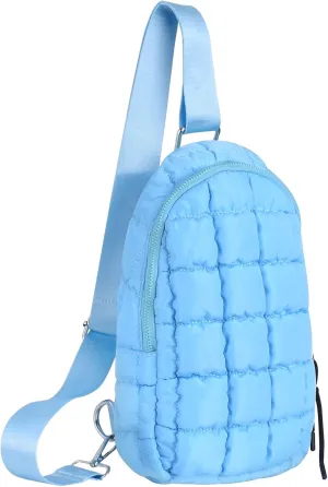 Puffer Small Sling Bag for Women Quilted Crossbody Purses Backpack Chest Bag Fanny Packs with Adjustable Strap