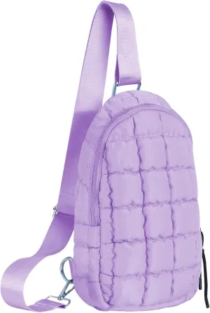 Puffer Small Sling Bag for Women Quilted Crossbody Purses Backpack Chest Bag Fanny Packs with Adjustable Strap
