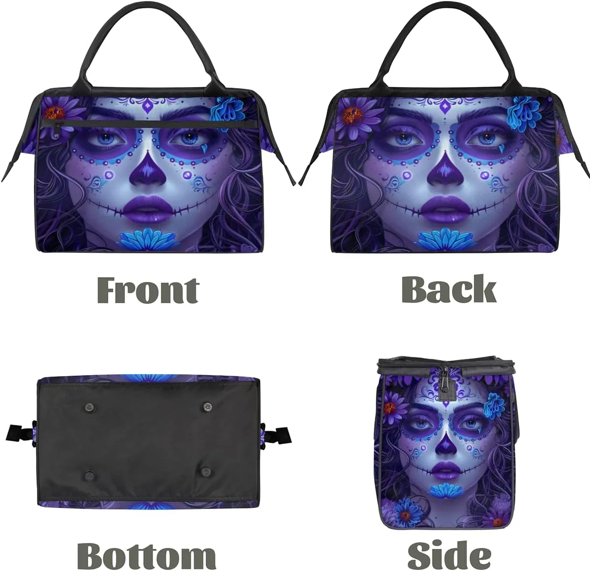 Purple Blue Flower Girl Weekender Overnight Bag for Women Waterproof Carry On Travel Duffle Bags with Pocket Lightweight Sports Gym Tote Bag Large Luggage Workout Personal Item Hospital Bags