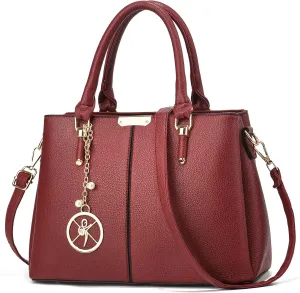 Purse and Handbags for Women, 3 Zip Compartments Tote Bag Designer Shoulder Purse Top Handle Satchel Bags