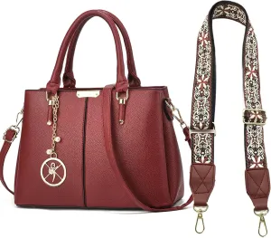 Purse and Handbags for Women, 3 Zip Compartments Tote Bag Designer Shoulder Purse Top Handle Satchel Bags
