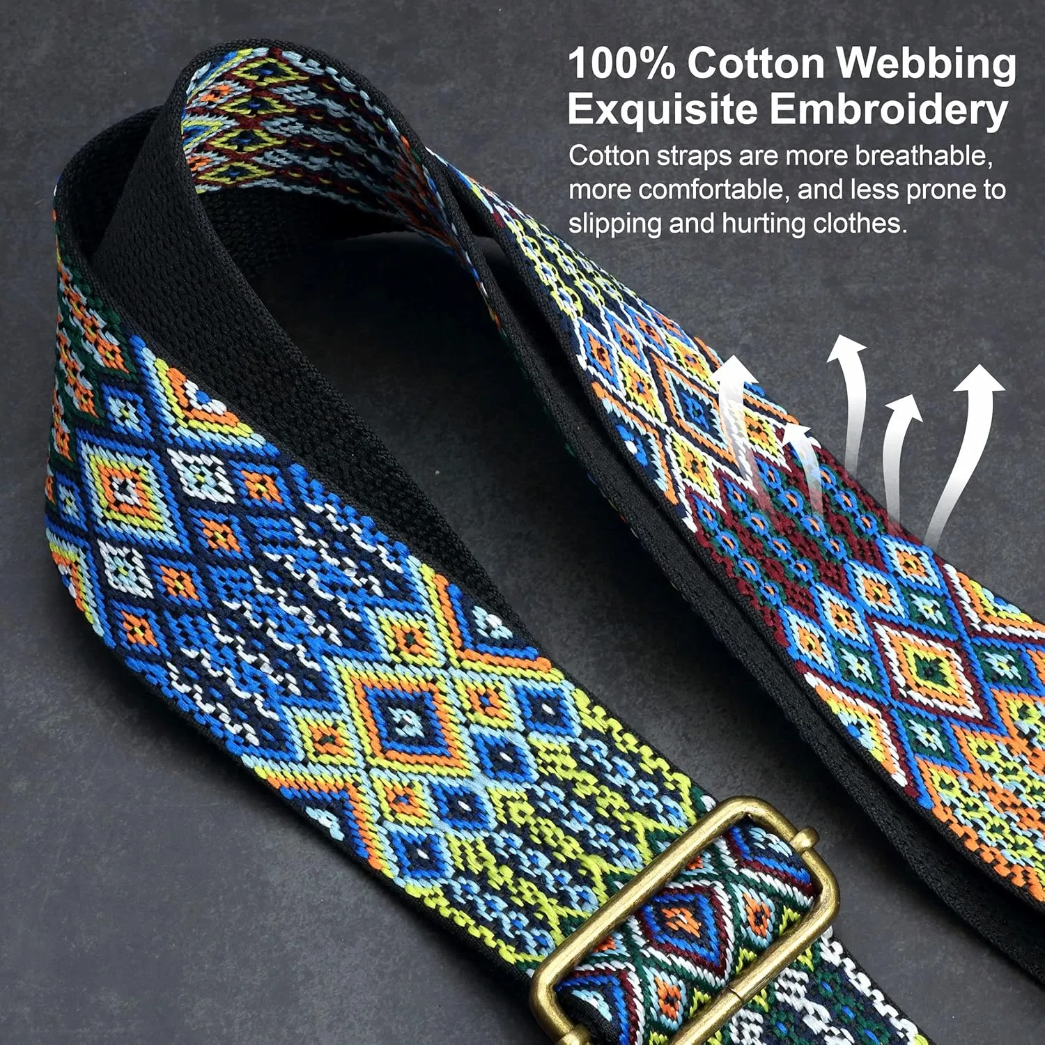 Purse Strap-2"Crazy Horse Leather Wide Shoulder Strap Adjustable Replacement,Jacquard Embroidery Bag Straps