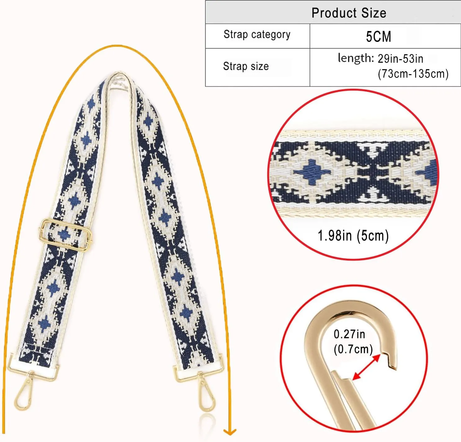 Purse Strap Wide Replacement Crossbody Strap Handbag Guitar Strap Purse Shoulder Strap Adjustable
