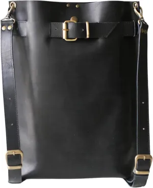 QisaBags Laptop Leather Backpack Purse for Women, Men - Handmade from the Finest Full-Grain Leather, Convertible Work Bag (Black, Medium-13 Laptop)