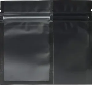 QQ Studio Pack of 100 Translucent Front Matte Black Poly Plastic Zip Top Bags (2.8oz (5" x 7"), Flat Pouch)