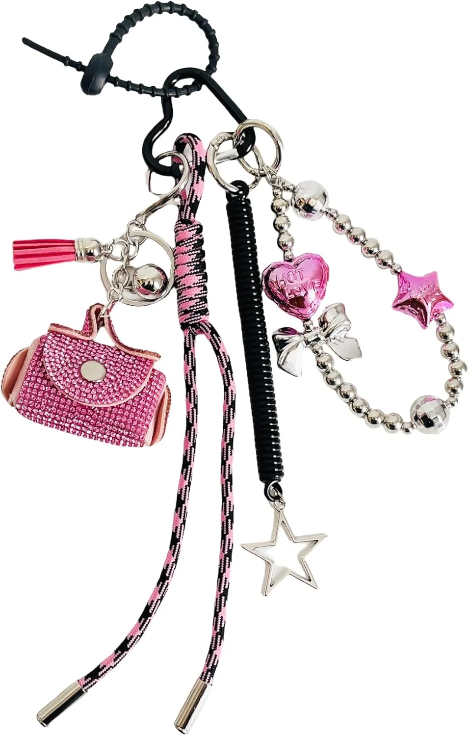 QTMY Cute Mini Purse Beaded Rope Braided Keychain Bag Charms for Handbag Purse Backpack Accessories for Bogg Bag,698