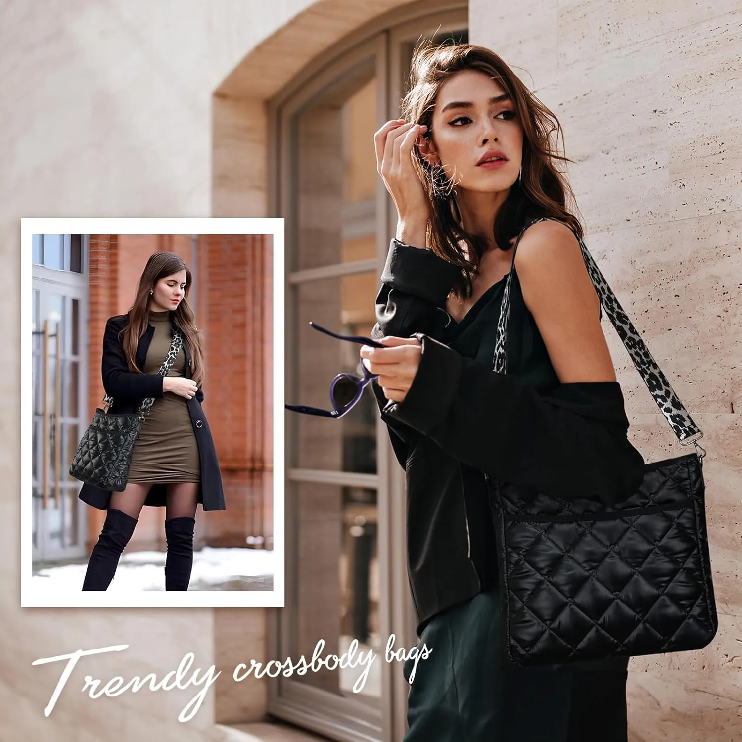 Quilted Crossbody Bags for Women, Unique Pattern Strap Quilted Bag, Crossbody Purses for Women, Quilted Puffer Bag for Women