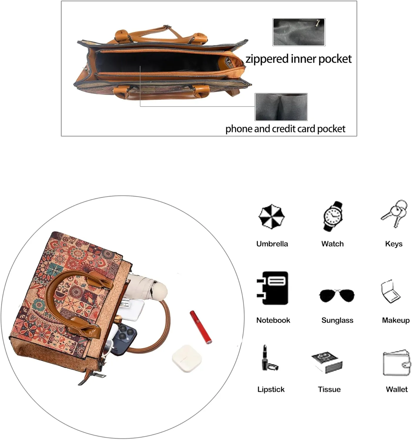 Quilted Crossbody Bags For Women Vegan Leather Purses Waterproof Natural Cork Shoulder Bag Handbags