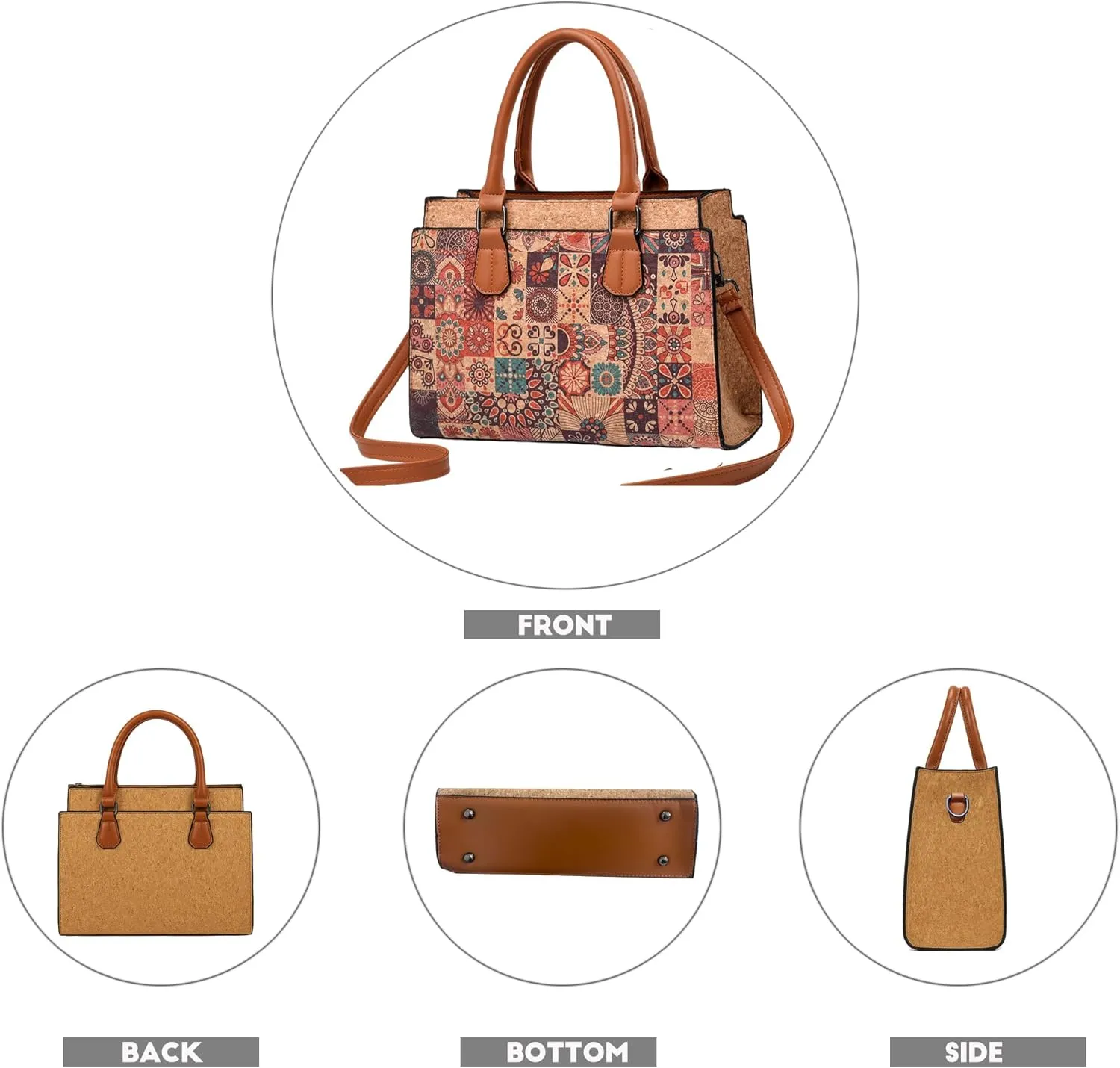 Quilted Crossbody Bags For Women Vegan Leather Purses Waterproof Natural Cork Shoulder Bag Handbags