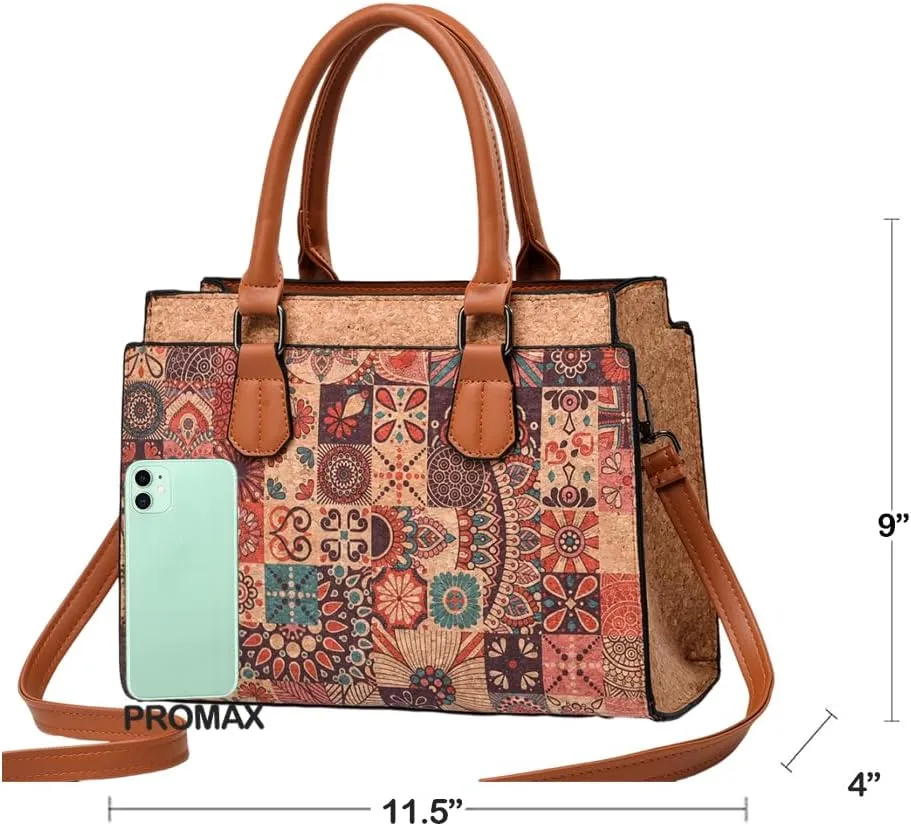 Quilted Crossbody Bags For Women Vegan Leather Purses Waterproof Natural Cork Shoulder Bag Handbags