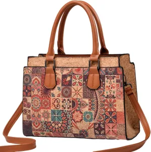 Quilted Crossbody Bags For Women Vegan Leather Purses Waterproof Natural Cork Shoulder Bag Handbags