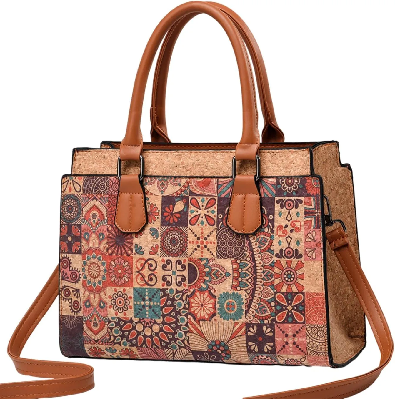 Quilted Crossbody Bags For Women Vegan Leather Purses Waterproof Natural Cork Shoulder Bag Handbags