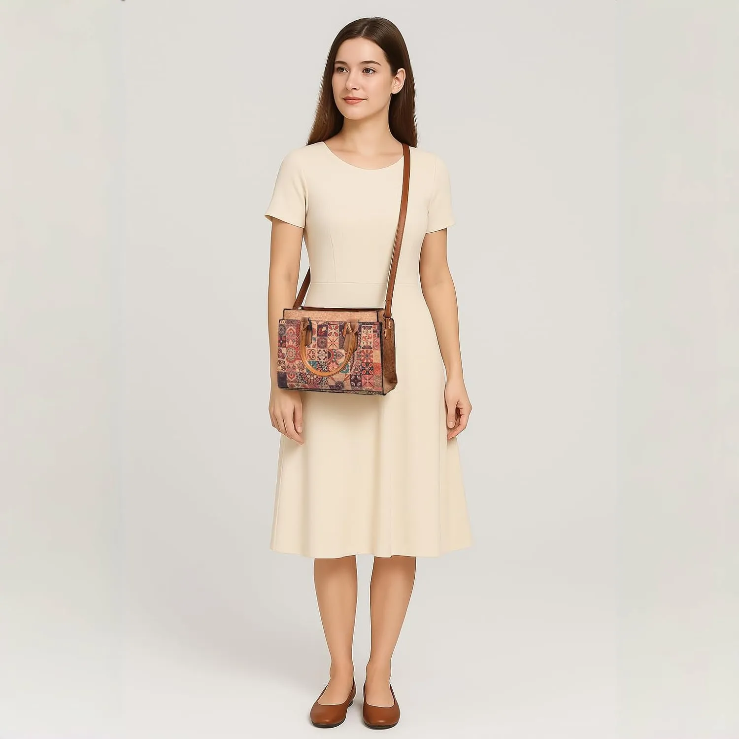 Quilted Crossbody Bags For Women Vegan Leather Purses Waterproof Natural Cork Shoulder Bag Handbags