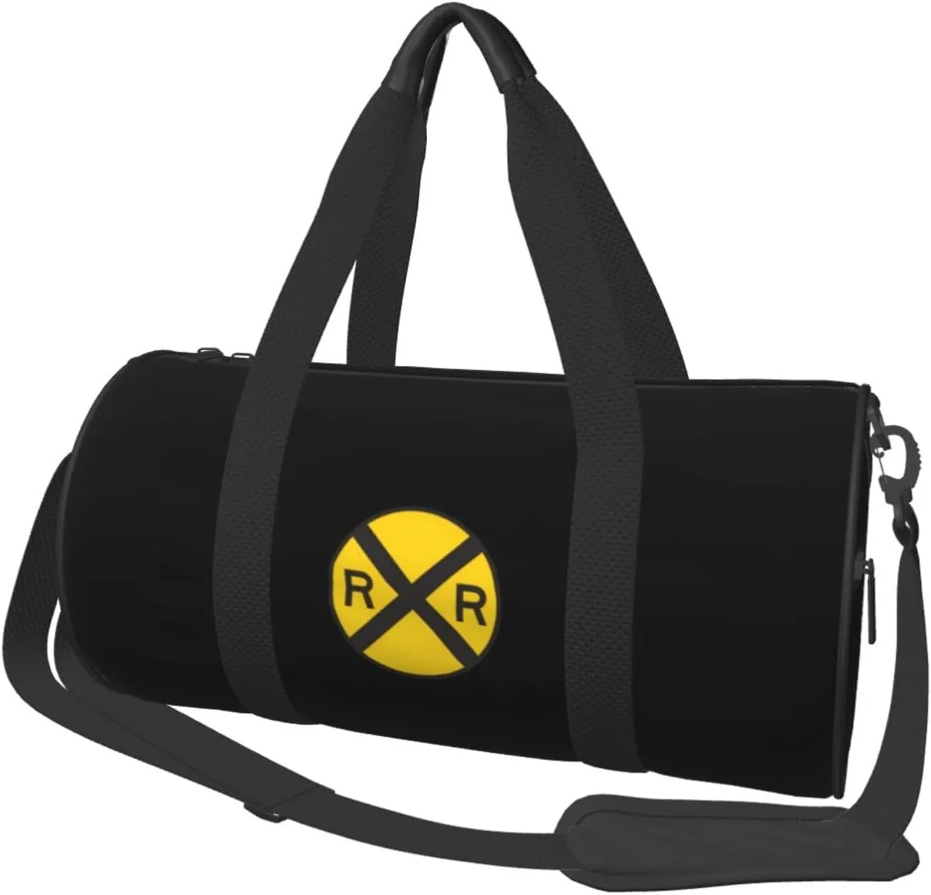 Railroad Crossing Sign Convertible Garment Bag with Shoulder Strap, Carry on Garment Duffel Bag for Men Women - Rolling Foldable for Travel Luggage Bags (Black)