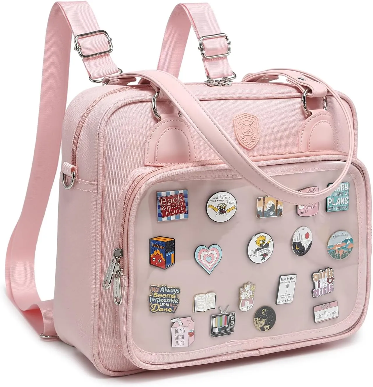 RAINBOW SMILE Canvas Ita Bag Backpack Crossbody Bag Kawaii Pin Display Bag Messenger Shoulder Bags