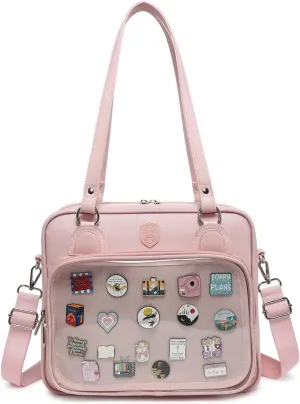 RAINBOW SMILE Canvas Ita Bag Backpack Crossbody Bag Kawaii Pin Display Bag Messenger Shoulder Bags