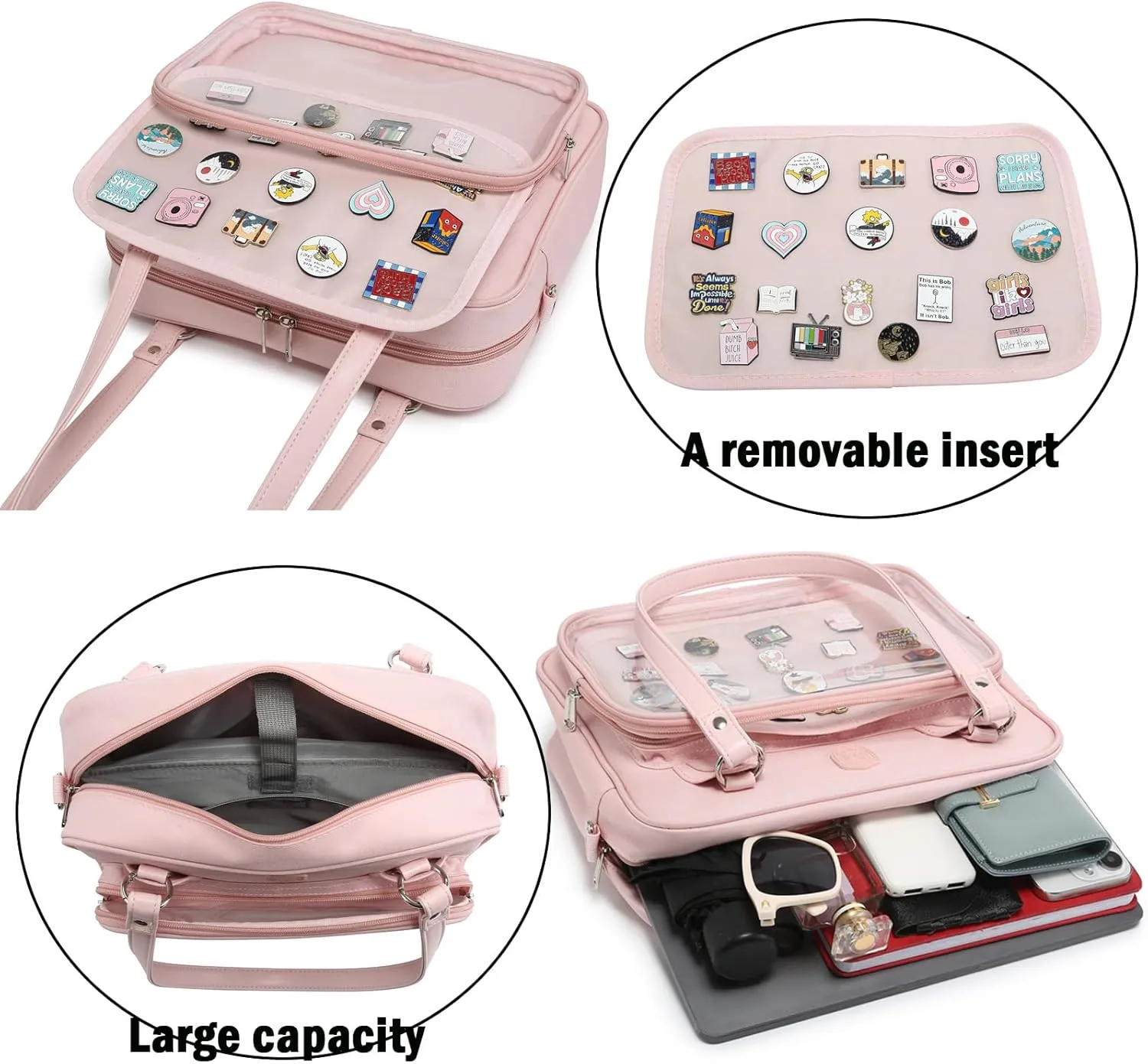 RAINBOW SMILE Canvas Ita Bag Backpack Crossbody Bag Kawaii Pin Display Bag Messenger Shoulder Bags