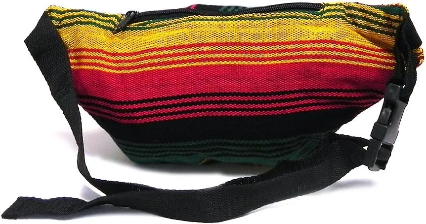 Rasta Multicolored Woven Striped Pattern Lightweight Fanny Pack Waist Bag - Handmade Belt Pouch Boho Travel Accessories (Multi Stripes)