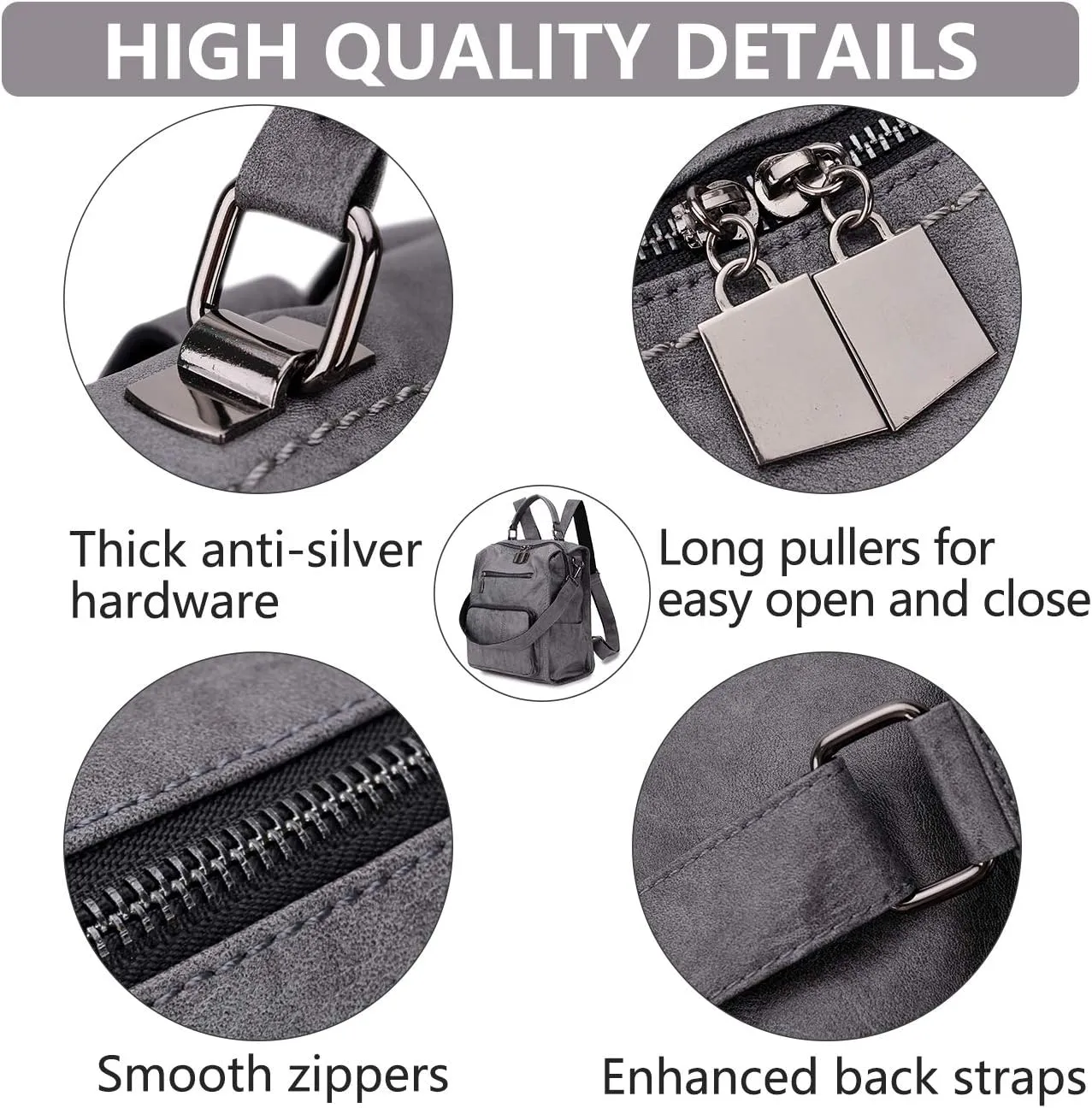 RAVUO Backpack Purse for Women, Fashion Leather Handbags Designer Convertible Satchel Ladies Shoulder Bag 3 Ways to Carry