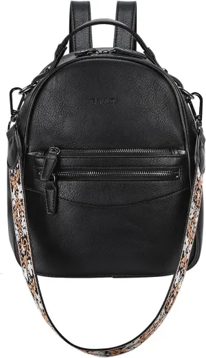 RAVUO Mini Backpack for Women, Small Leather Backpack Purse Fashion Handbag Convertible Ladies Trendy Shoulder Bag for Work,Travel,Black