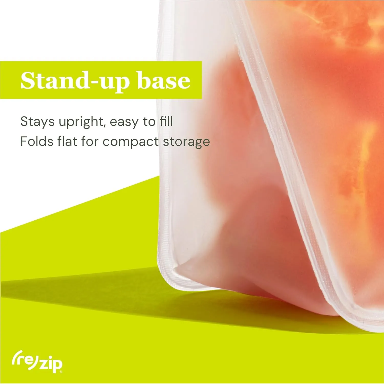 (re) zip 3-Piece Stand-Up Reusable Bag Kit | BPA-Free, Food Grade, Leakproof, Travel Friendly, Freezer and Dishwasher Safe | Quart (1), 2-Cup (1), Snack Size (1) | Solid Gray