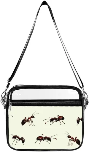 Realistic Ants Clear Crossbody Bag with Adjustable Shoulder Strap PVC Clear Purse Messenger Bag for Men Women