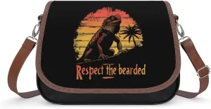 Respect The Bearded Dragon Trendy Crossbody Bags Purses for Women Casual Shoulder Handbags with Adjustable Wide Strap