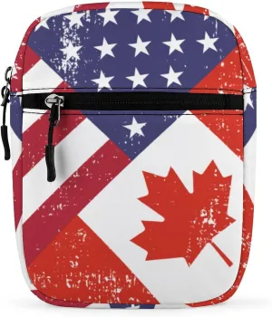 Retro America Canada Flag Mini Crossbody Bag Anti-Theft Side Shoulder Bags Messenger Bag Unisex