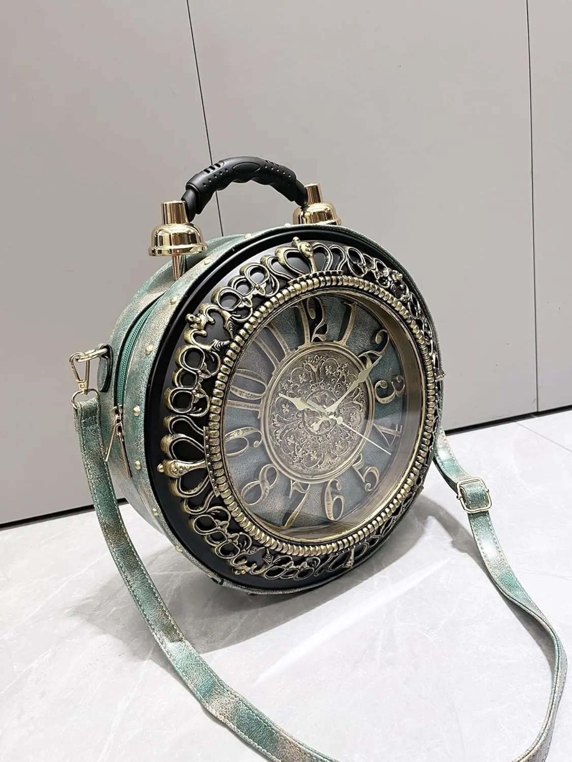 Retro Clock Shaped Crossbody Purse Handbags Women Shoulder Bag Vintage Steampunk Messenger Bags Designer Clock Purse