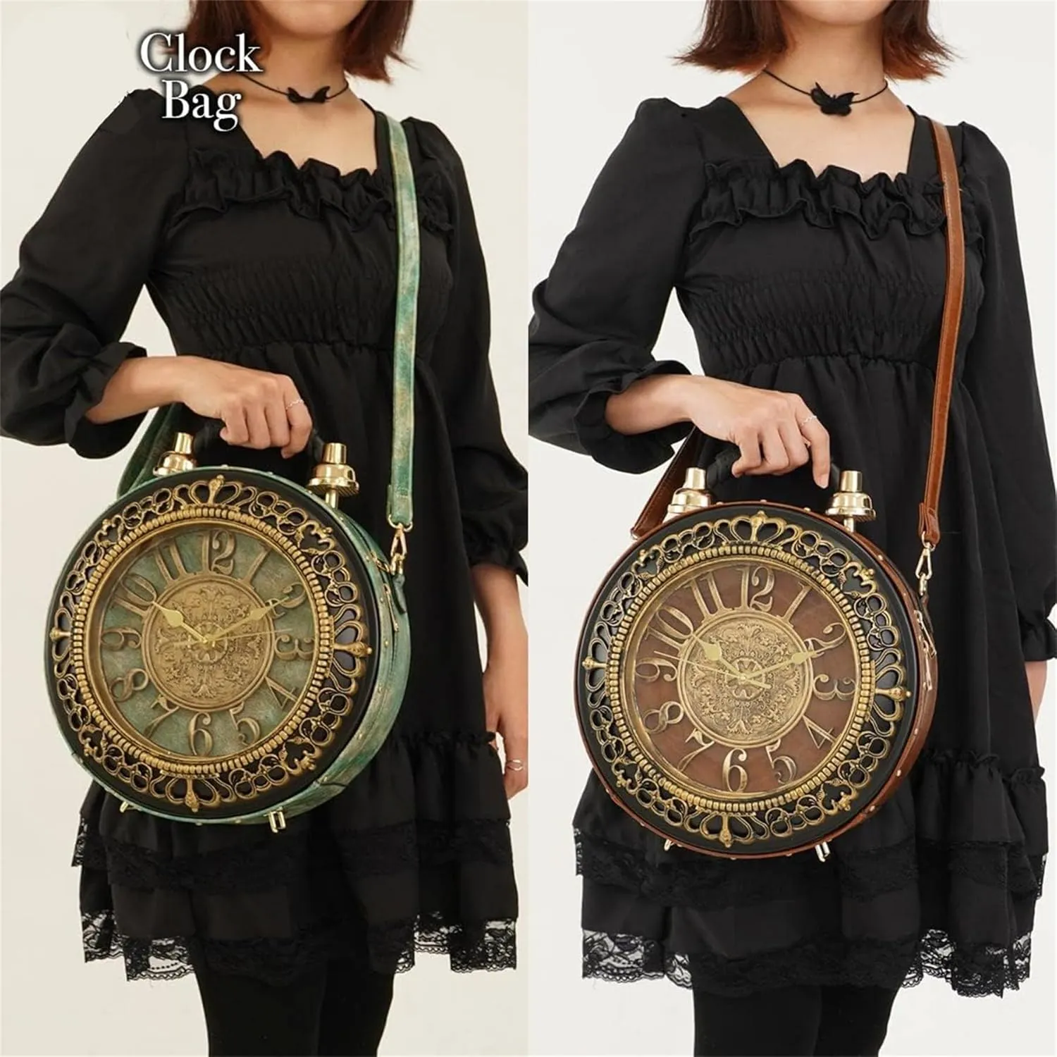 Retro Clock Shaped Crossbody Purse Handbags Women Shoulder Bag Vintage Steampunk Messenger Bags Designer Clock Purse