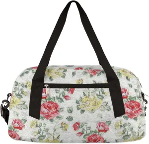 Retro Flower Kids Duffel Bag for Girls Boys Teens, Retro Oil Painting Dance Bag Overnight Small Duffel Bag Carry On Weekend Sports Gym Travel Bag for School Practice Gymnastics Ballet