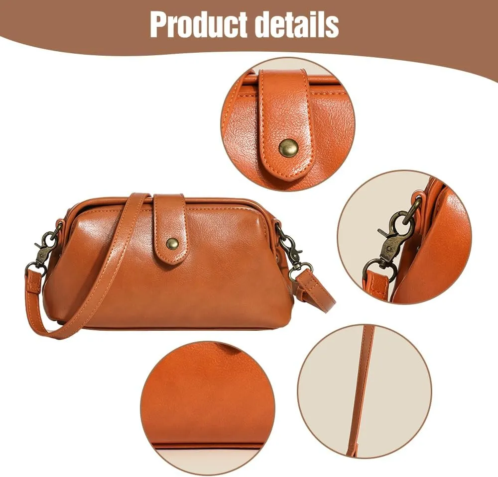 Retro Handmade Bag, Crossbody Leather Shoulder Bags and Clutches, Waterproof Women Crossbody Bag All-match Cellphone Bag