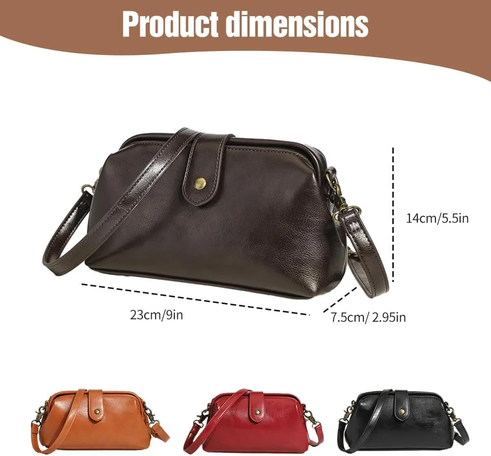 Retro Handmade Bag, Crossbody Leather Shoulder Bags and Clutches, Waterproof Women Crossbody Bag All-match Cellphone Bag