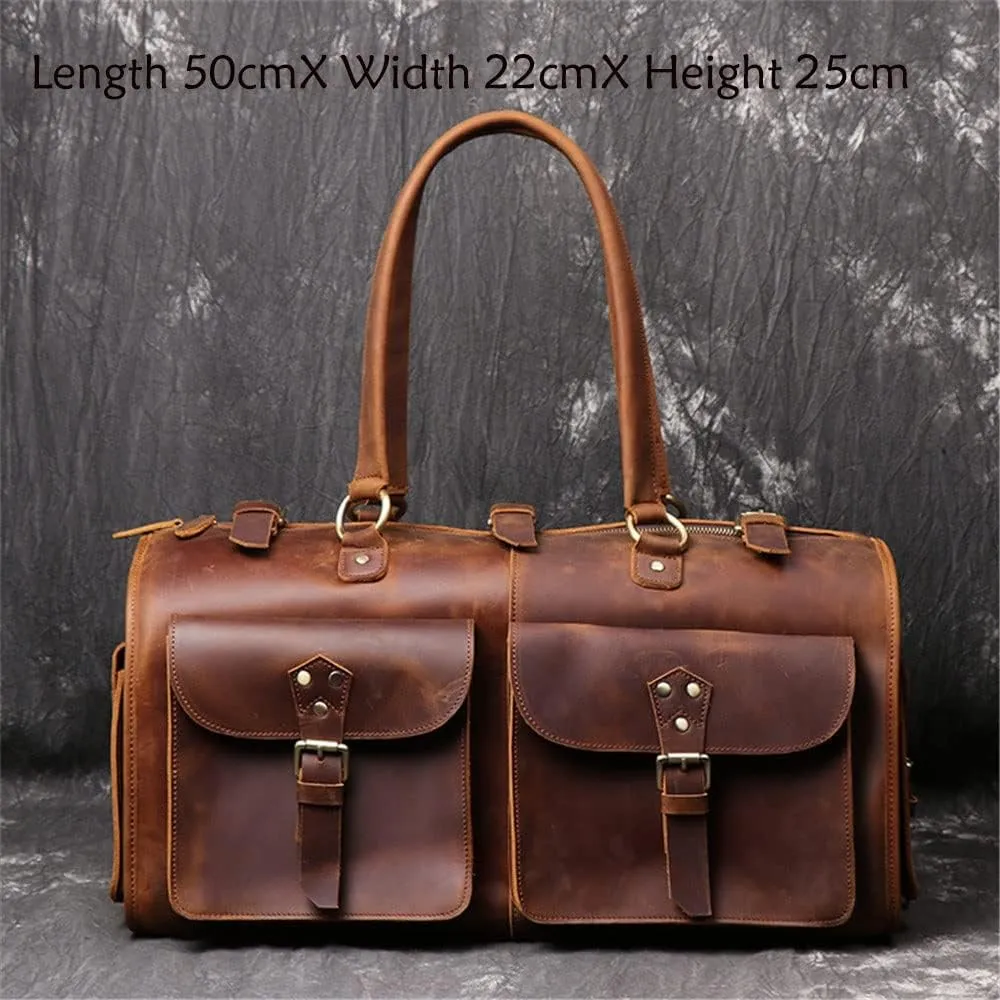 Retro Men's Casual Business Handbags Short Travel Shoulder Diagonal Luggage Bag