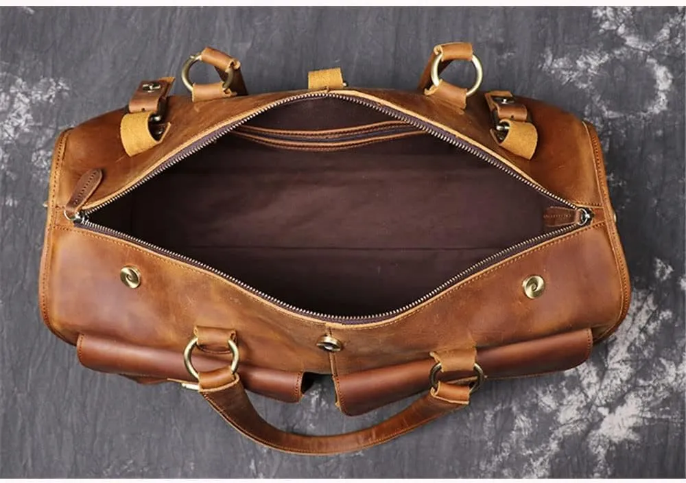 Retro Men's Casual Business Handbags Short Travel Shoulder Diagonal Luggage Bag