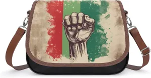 Retro Raised Fist Mexico Flag Women's Crossbody Bags PU Leather Bag Handbags Mini Shoulder Bag Messenger Bag